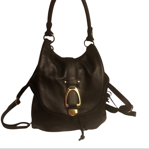 G.I.L.I. Bags Gili Black Leather 2 Way Convertible Shoulder Bag Or